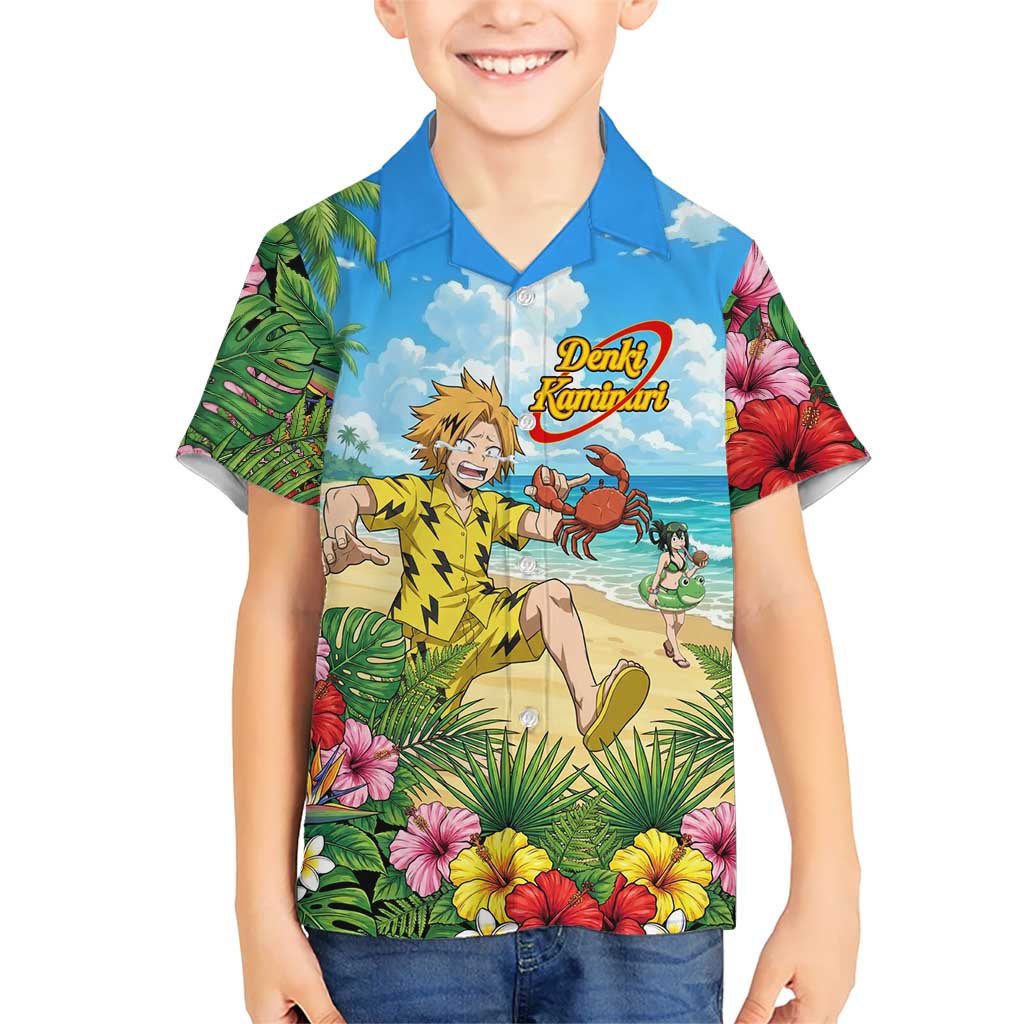 Denki Kaminari Summer Chill Kid Hawaiian Shirt Tropical Anime Comedy Scene