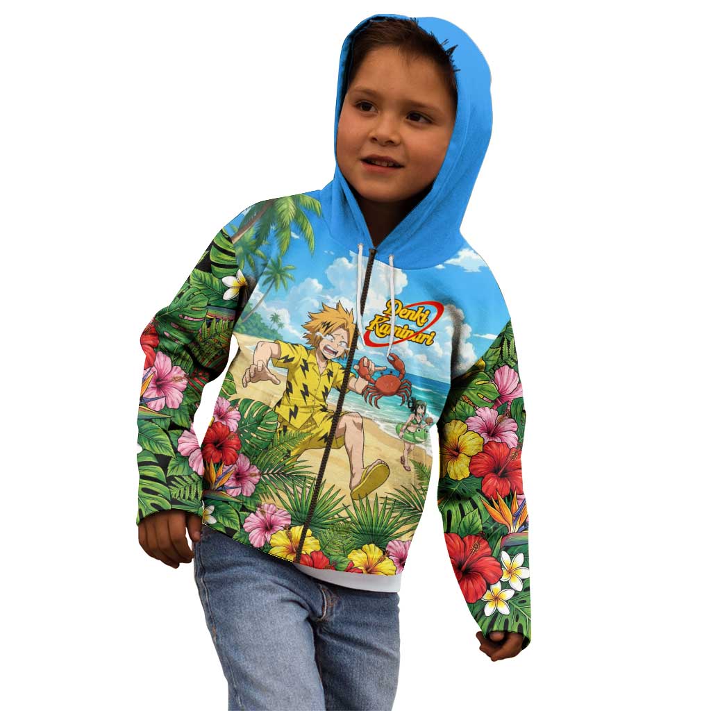 Denki Kaminari Summer Chill Kid Hoodie Tropical Anime Comedy Scene