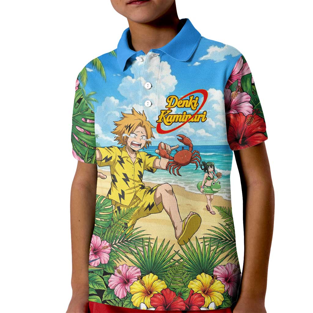 Denki Kaminari Summer Chill Kid Polo Shirt Tropical Anime Comedy Scene
