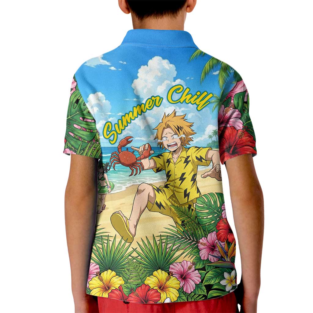 Denki Kaminari Summer Chill Kid Polo Shirt Tropical Anime Comedy Scene