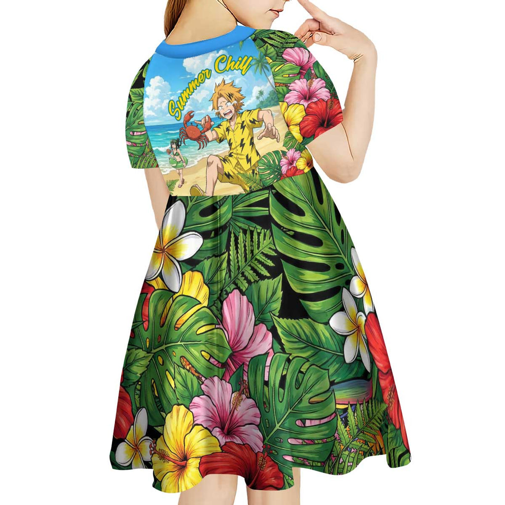 Denki Kaminari Summer Chill Kid Short Sleeve Dress Tropical Anime Comedy Scene