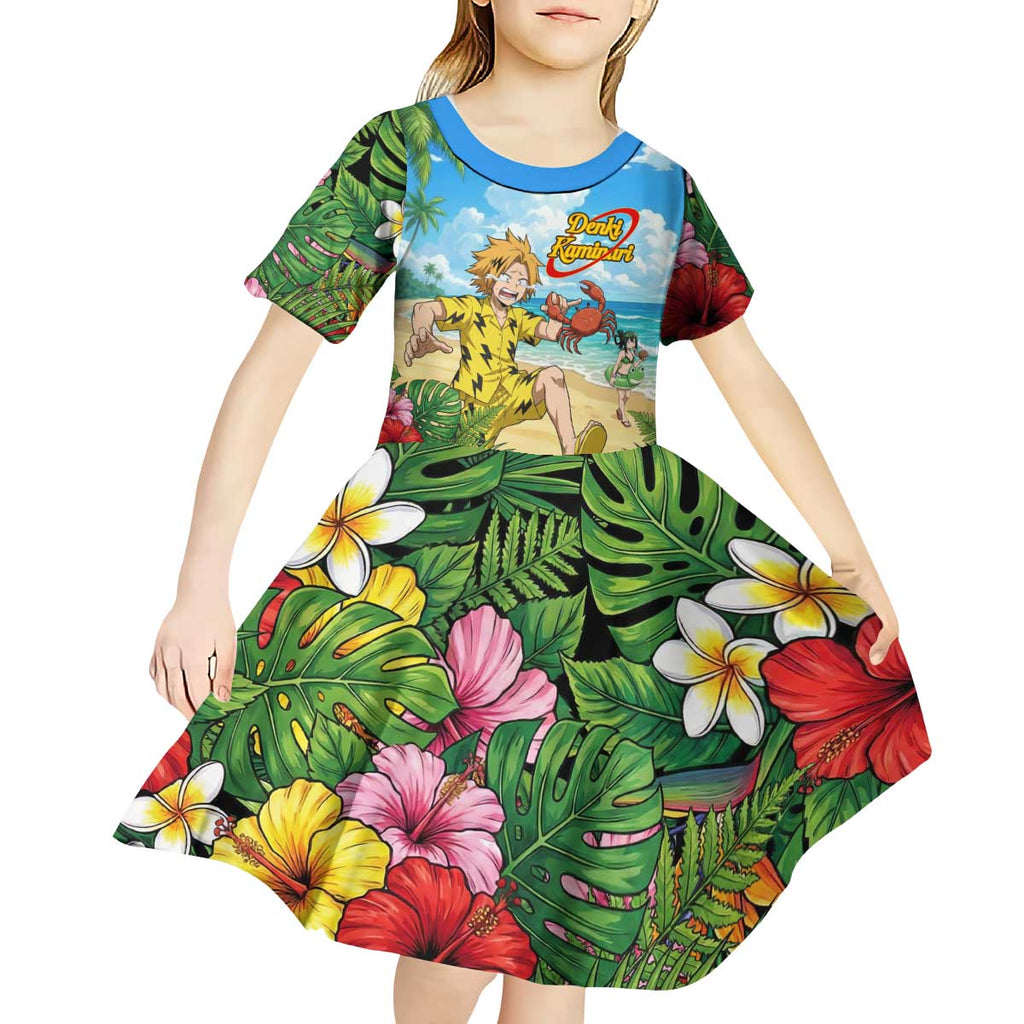 Denki Kaminari Summer Chill Kid Short Sleeve Dress Tropical Anime Comedy Scene