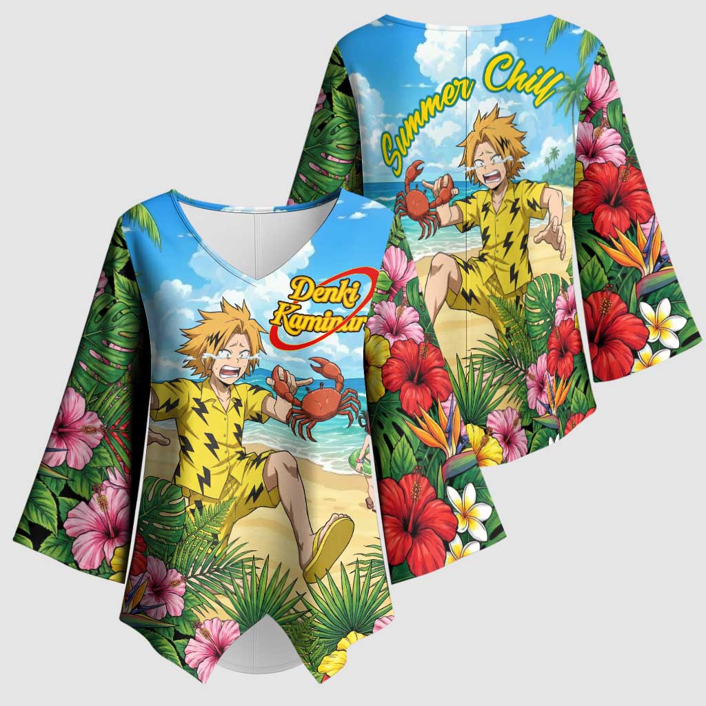 Denki Kaminari Summer Chill Kimono Sleeve Blouse Tropical Anime Comedy Scene