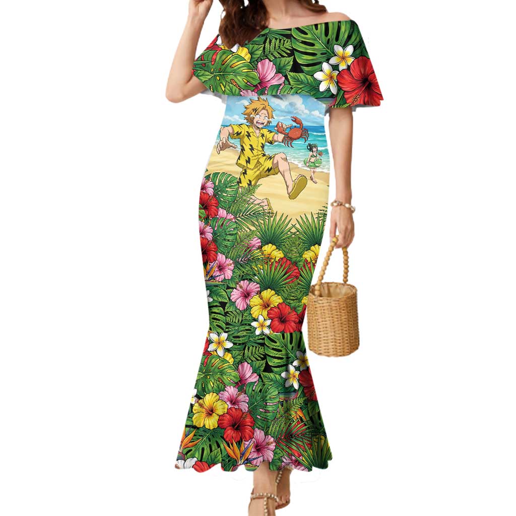 Denki Kaminari Summer Chill Mermaid Dress Tropical Anime Comedy Scene