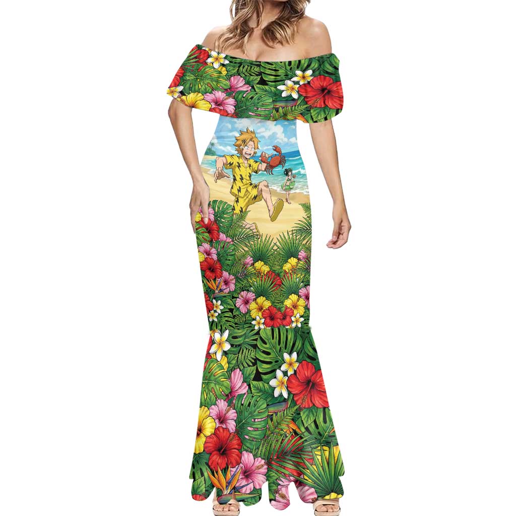 Denki Kaminari Summer Chill Mermaid Dress Tropical Anime Comedy Scene