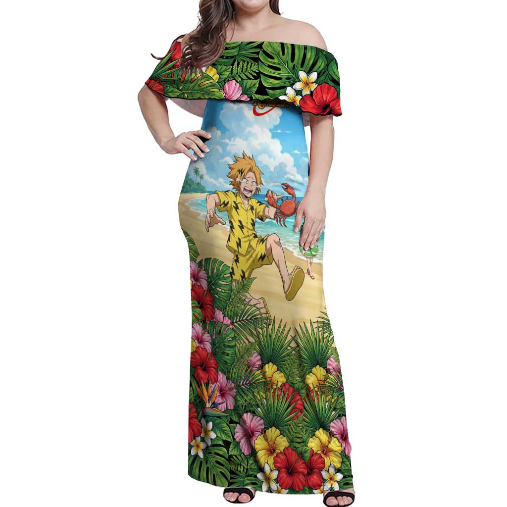 Denki Kaminari Summer Chill Off Shoulder Maxi Dress Tropical Anime Comedy Scene
