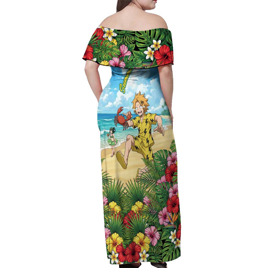 Denki Kaminari Summer Chill Off Shoulder Maxi Dress Tropical Anime Comedy Scene