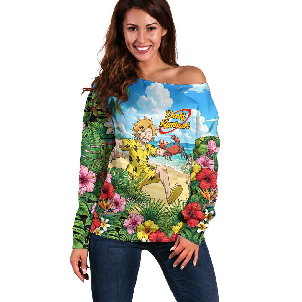 Denki Kaminari Summer Chill Off Shoulder Sweater Tropical Anime Comedy Scene