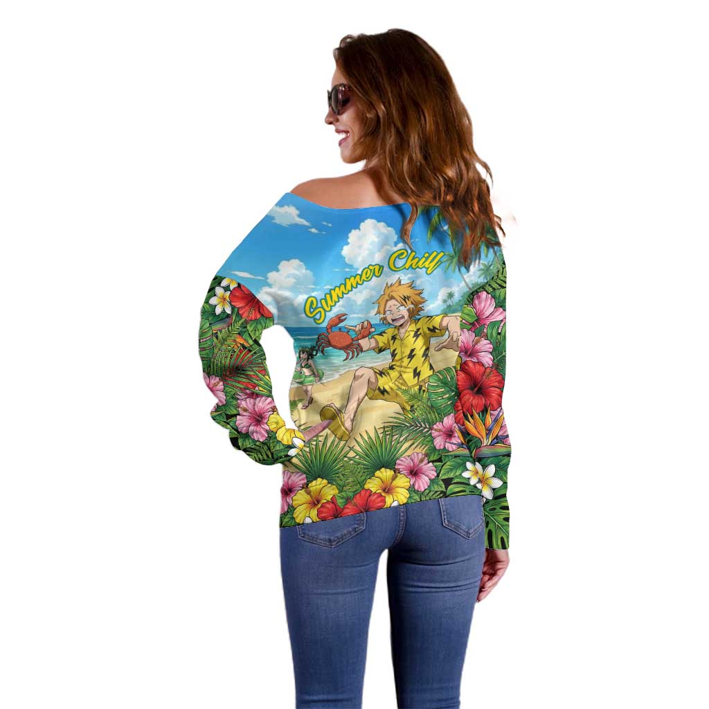 Denki Kaminari Summer Chill Off Shoulder Sweater Tropical Anime Comedy Scene