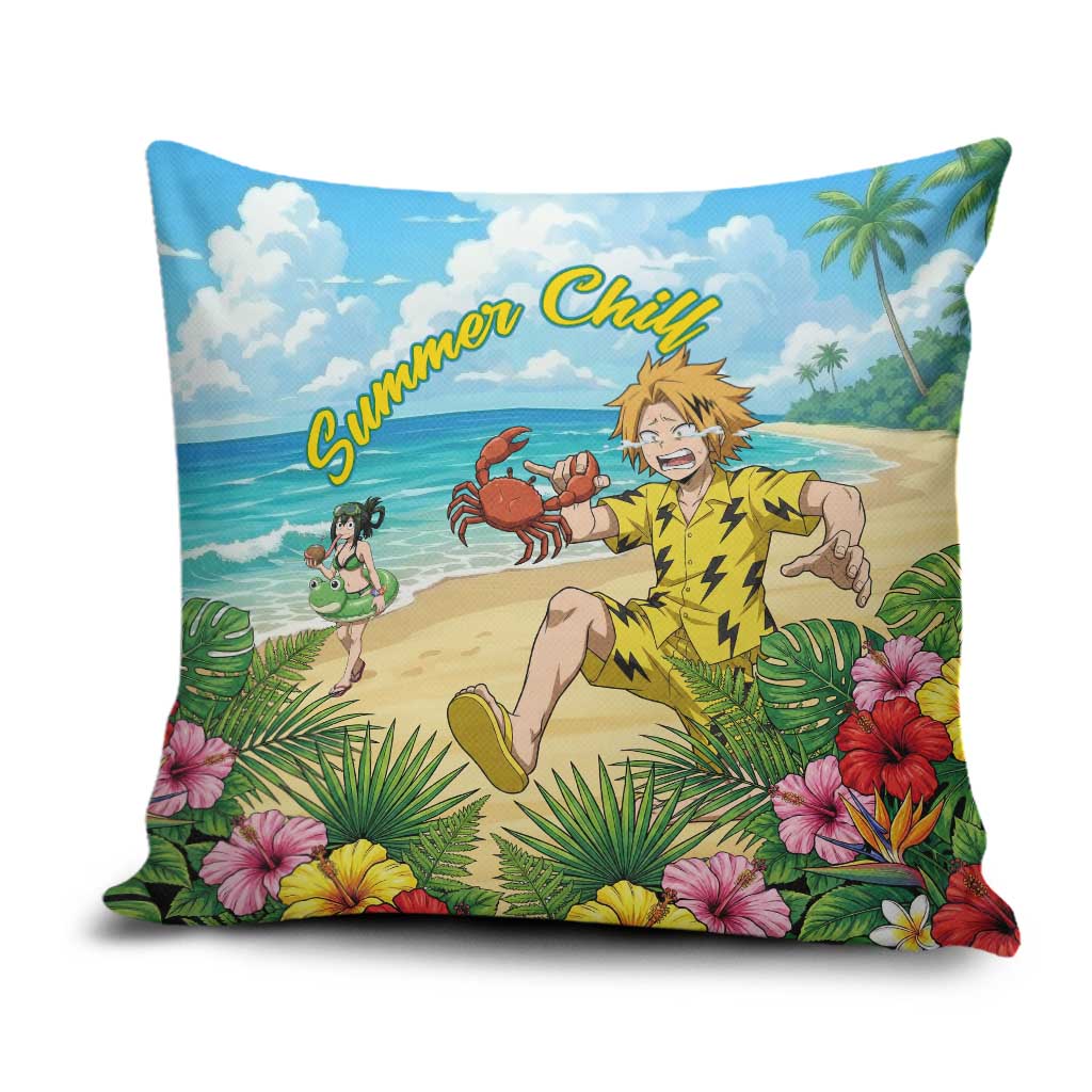 Denki Kaminari Summer Chill Pillow Cover Tropical Anime Comedy Scene