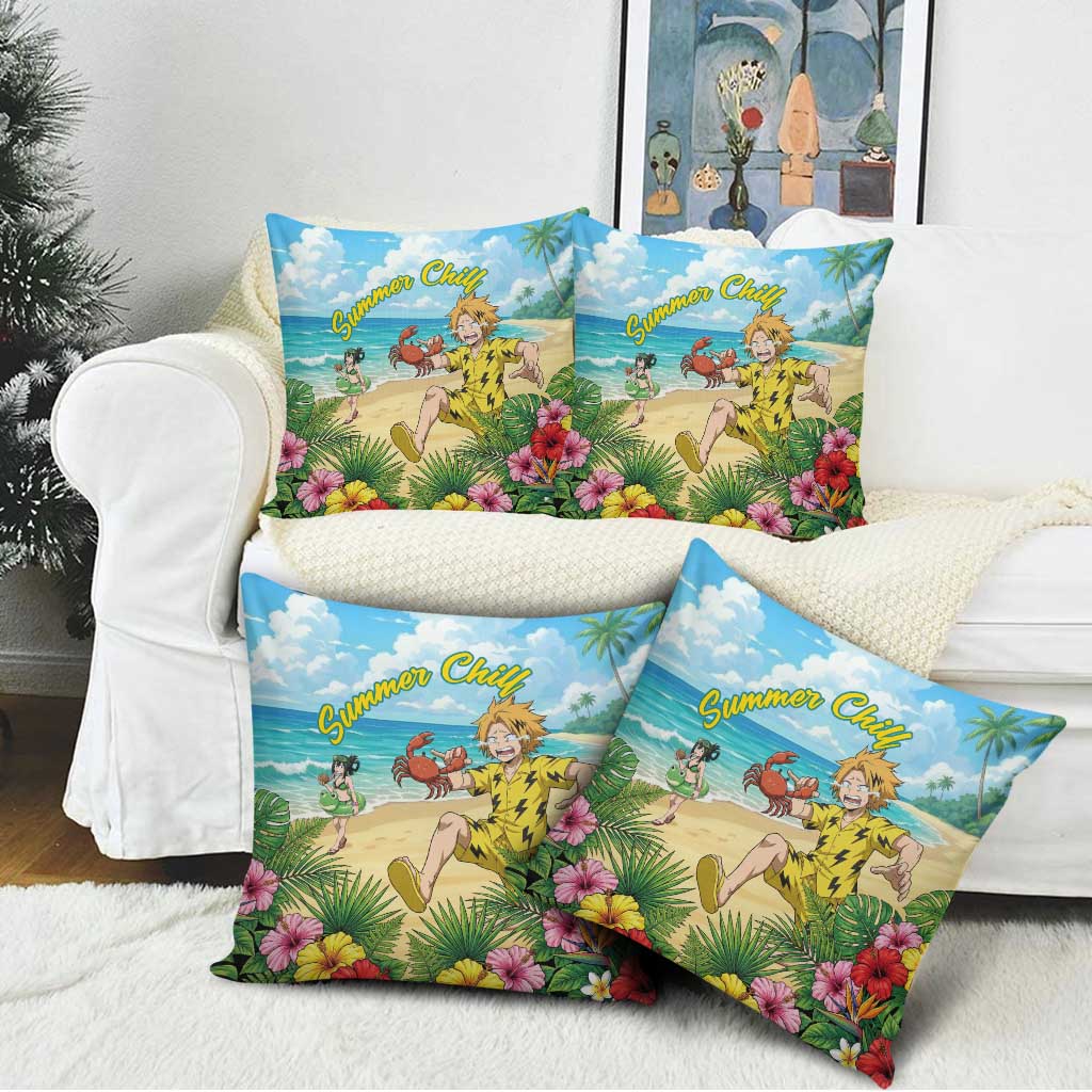 Denki Kaminari Summer Chill Pillow Cover Tropical Anime Comedy Scene