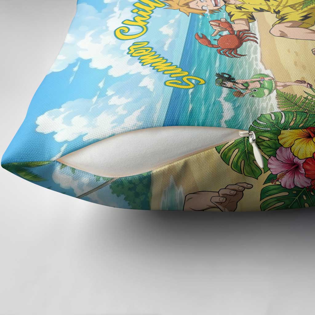 Denki Kaminari Summer Chill Pillow Cover Tropical Anime Comedy Scene