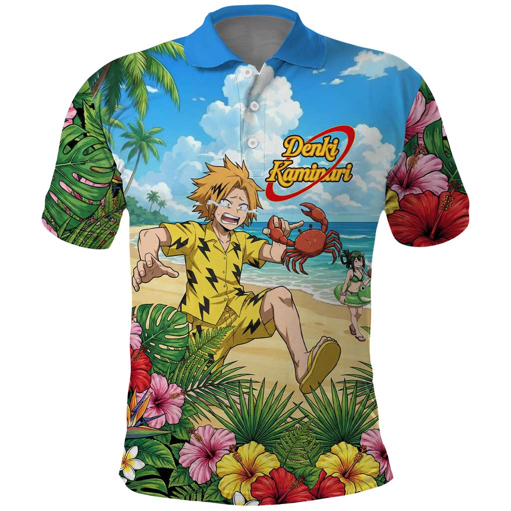 Denki Kaminari Summer Chill Polo Shirt Tropical Anime Comedy Scene
