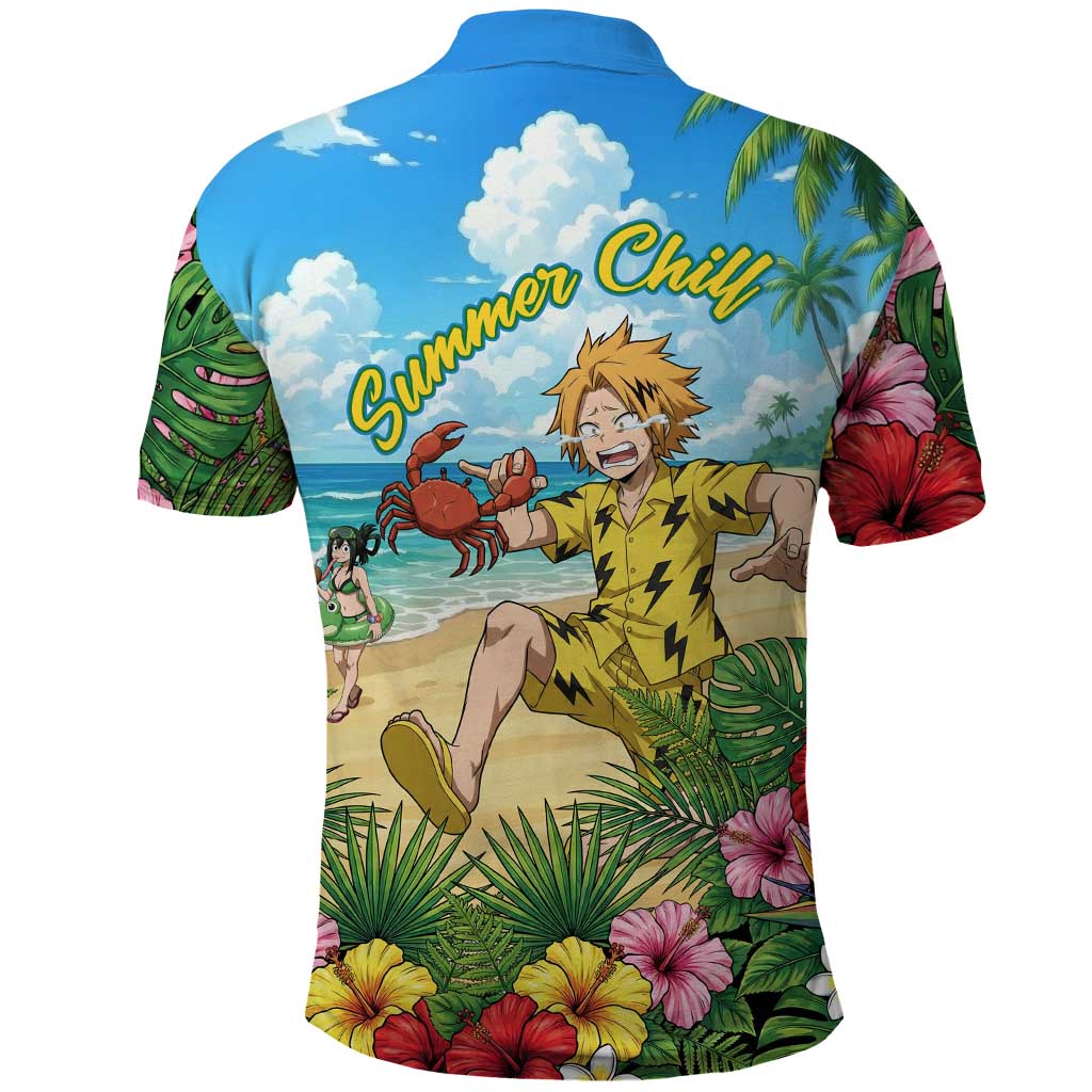 Denki Kaminari Summer Chill Polo Shirt Tropical Anime Comedy Scene