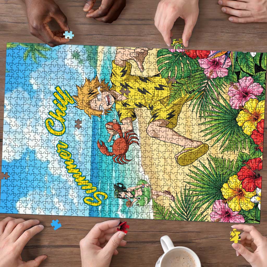 Denki Kaminari Summer Chill Puzzle Tropical Anime Comedy Scene