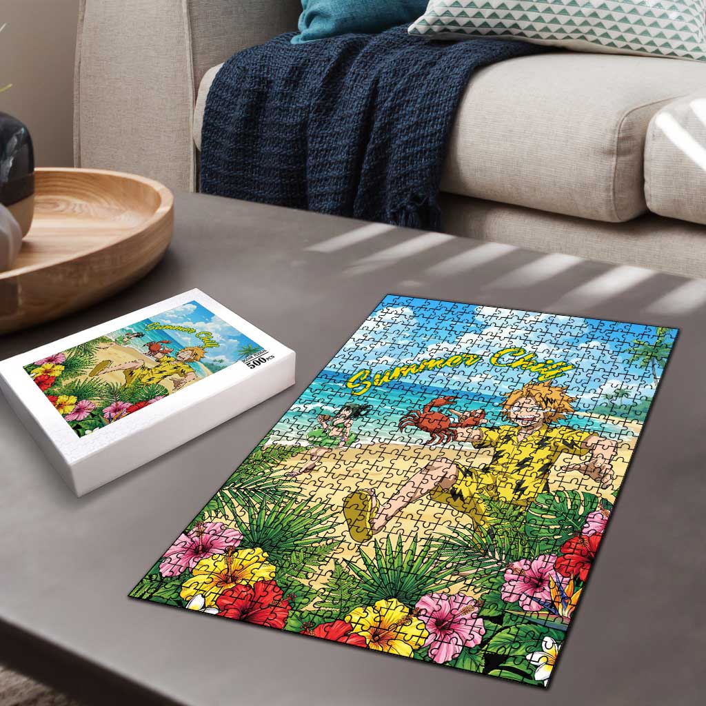 Denki Kaminari Summer Chill Puzzle Tropical Anime Comedy Scene