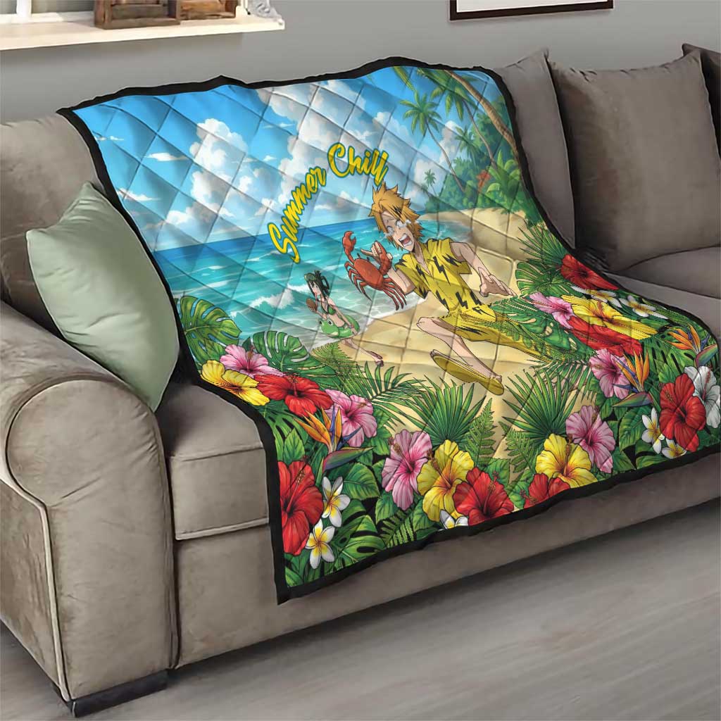 Denki Kaminari Summer Chill Quilt Tropical Anime Comedy Scene
