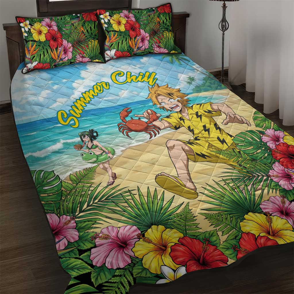 Denki Kaminari Summer Chill Quilt Bed Set Tropical Anime Comedy Scene