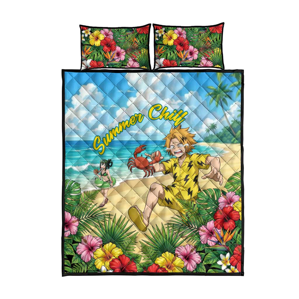Denki Kaminari Summer Chill Quilt Bed Set Tropical Anime Comedy Scene