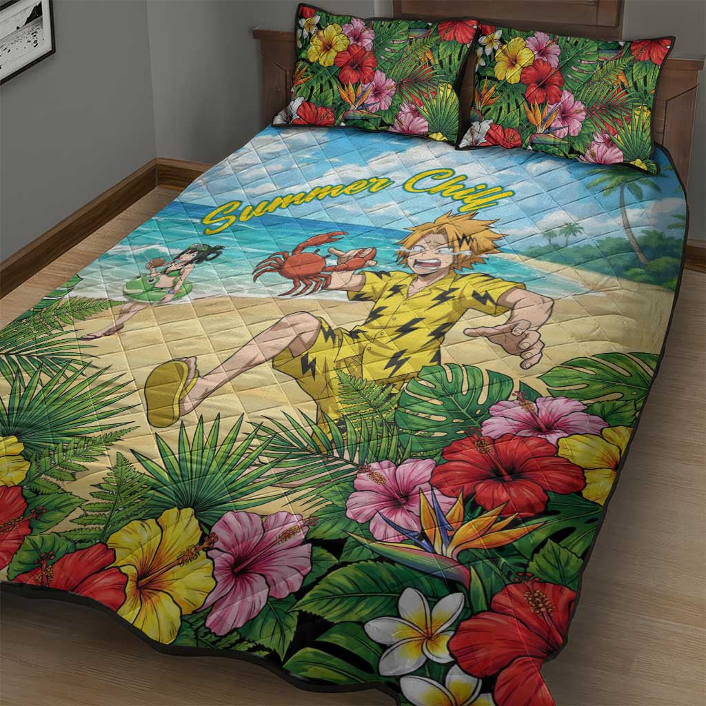 Denki Kaminari Summer Chill Quilt Bed Set Tropical Anime Comedy Scene