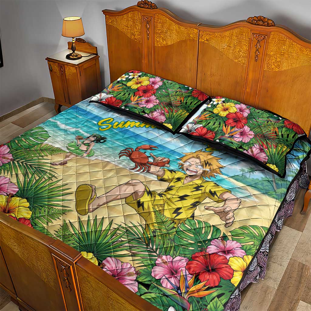 Denki Kaminari Summer Chill Quilt Bed Set Tropical Anime Comedy Scene