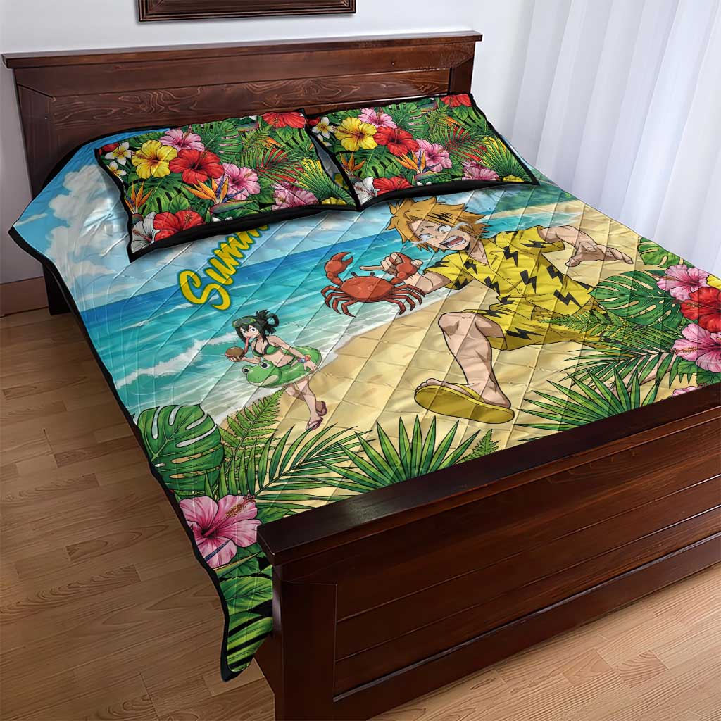 Denki Kaminari Summer Chill Quilt Bed Set Tropical Anime Comedy Scene