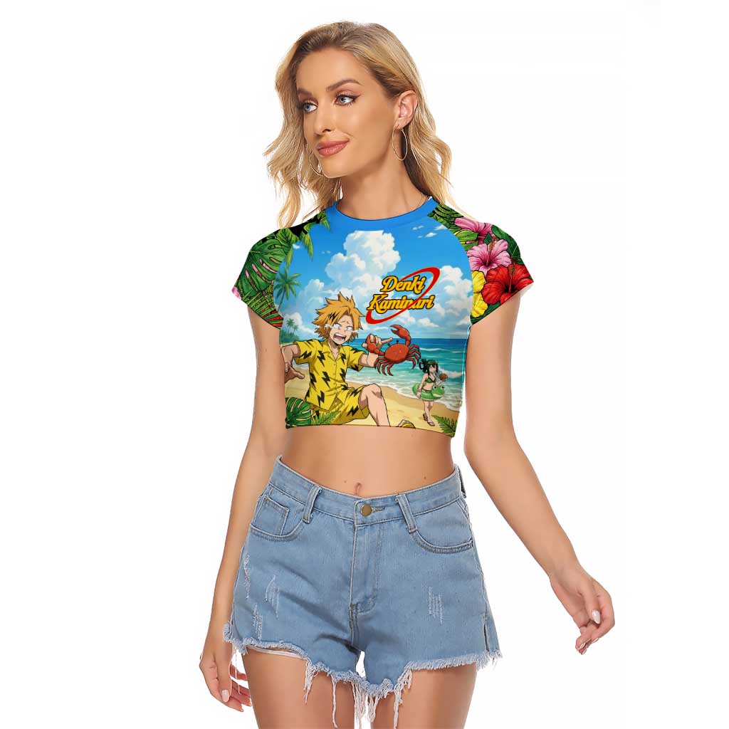 Denki Kaminari Summer Chill Raglan Cropped T Shirt Tropical Anime Comedy Scene