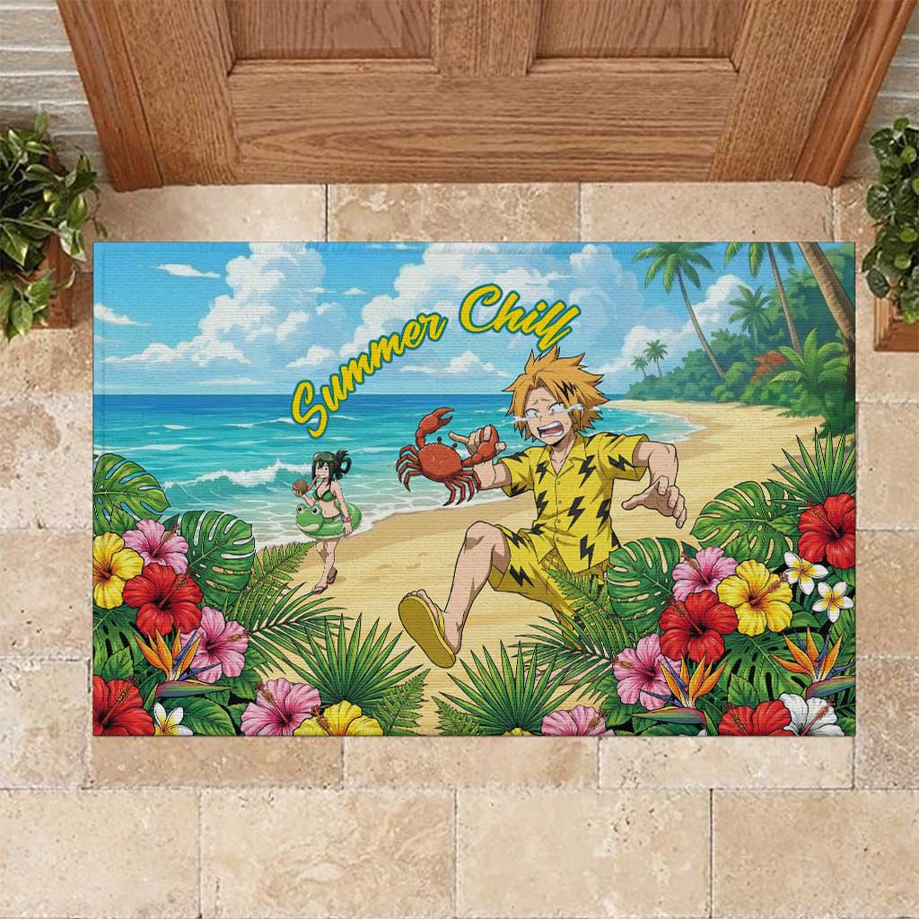 Denki Kaminari Summer Chill Rubber Doormat Tropical Anime Comedy Scene