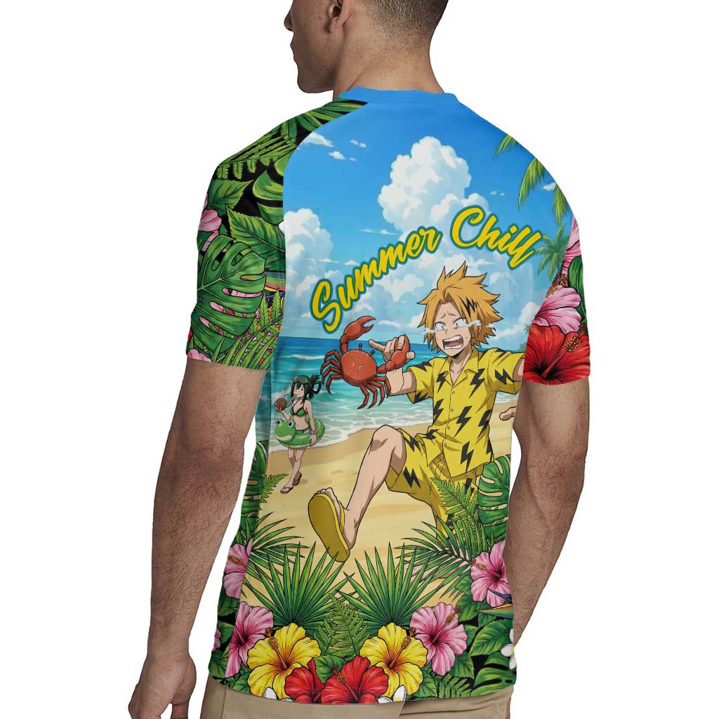 Denki Kaminari Summer Chill Rugby Jersey Tropical Anime Comedy Scene