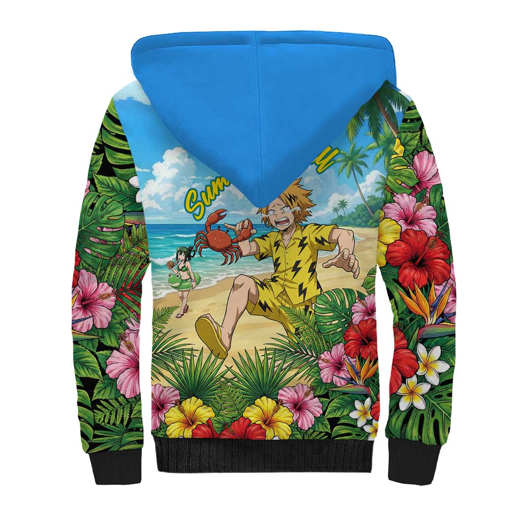 Denki Kaminari Summer Chill Sherpa Hoodie Tropical Anime Comedy Scene