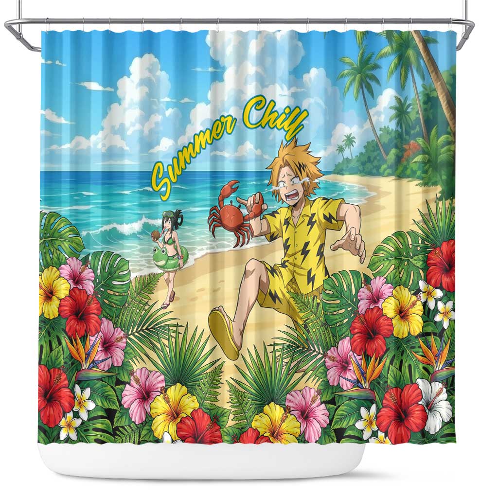 Denki Kaminari Summer Chill Shower Curtain Tropical Anime Comedy Scene