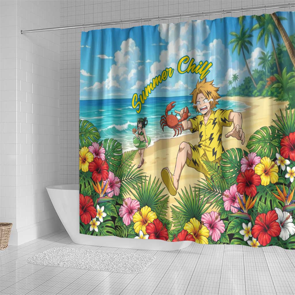 Denki Kaminari Summer Chill Shower Curtain Tropical Anime Comedy Scene