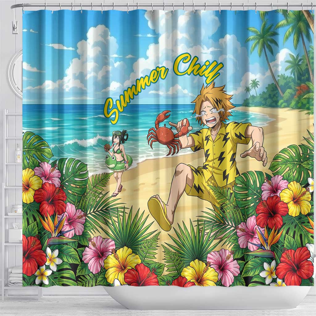 Denki Kaminari Summer Chill Shower Curtain Tropical Anime Comedy Scene