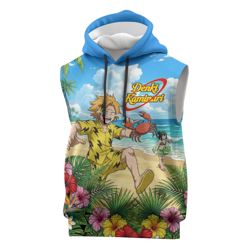 Denki Kaminari Summer Chill Sleeveless Hoodie Tropical Anime Comedy Scene