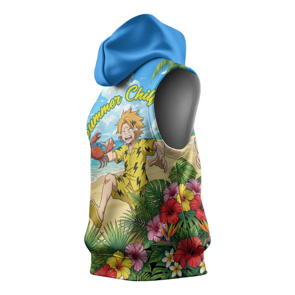 Denki Kaminari Summer Chill Sleeveless Hoodie Tropical Anime Comedy Scene