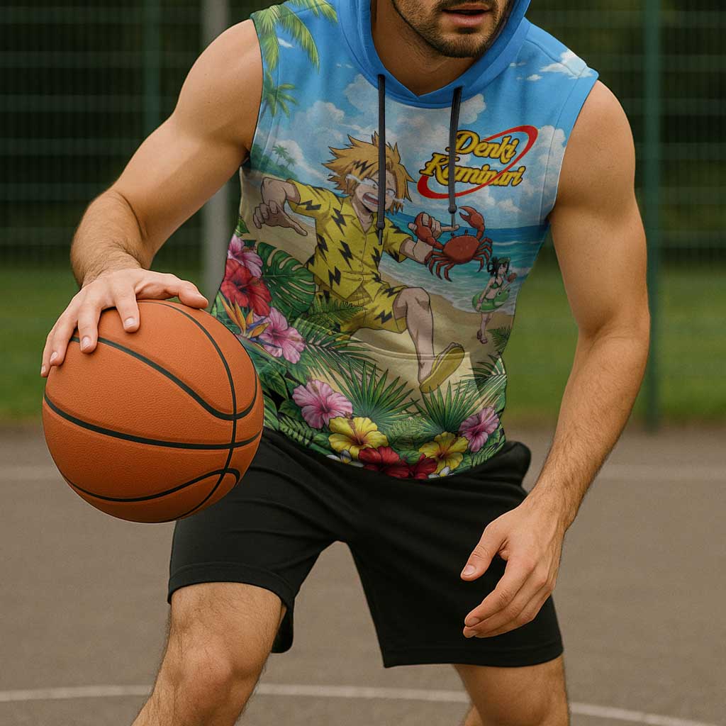 Denki Kaminari Summer Chill Sleeveless Hoodie Tropical Anime Comedy Scene