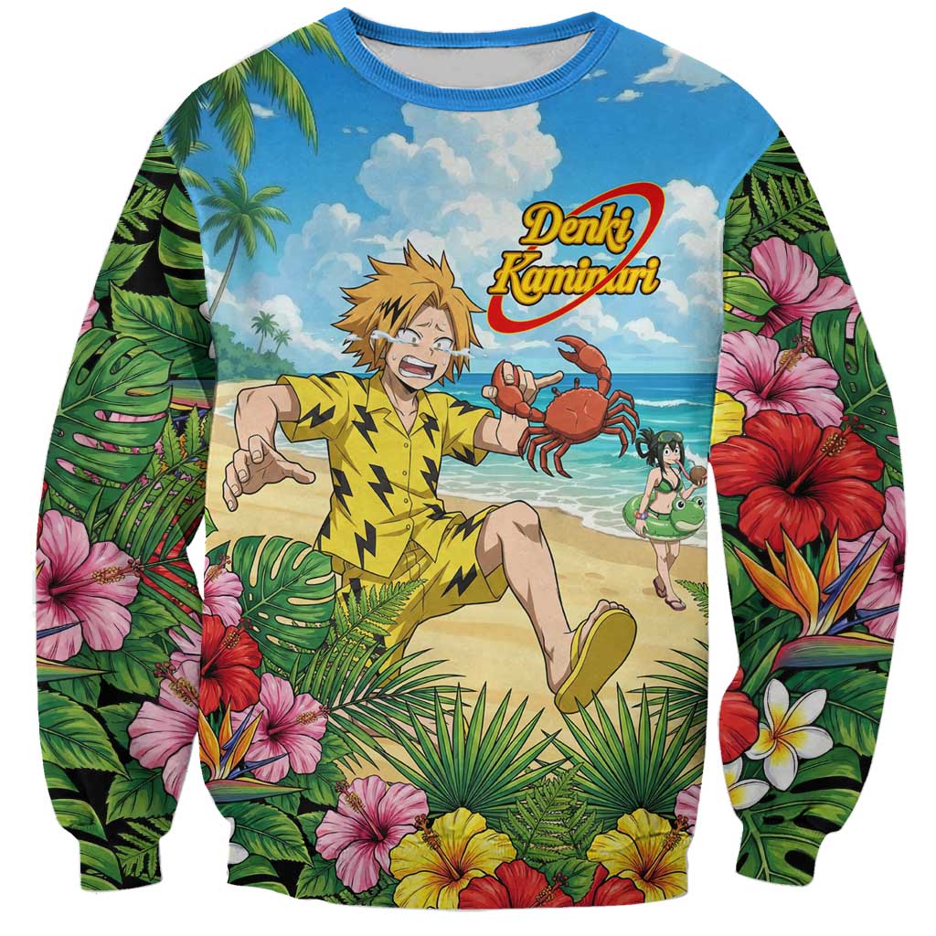 Denki Kaminari Summer Chill Sweatshirt Tropical Anime Comedy Scene