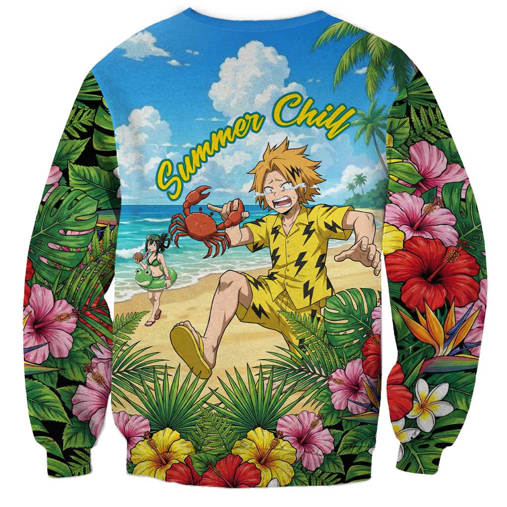 Denki Kaminari Summer Chill Sweatshirt Tropical Anime Comedy Scene