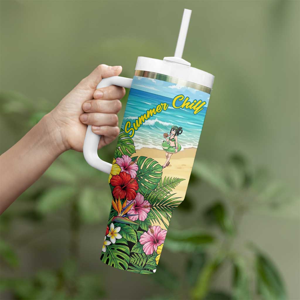 Denki Kaminari Summer Chill Tumbler With Handle Tropical Anime Comedy Scene