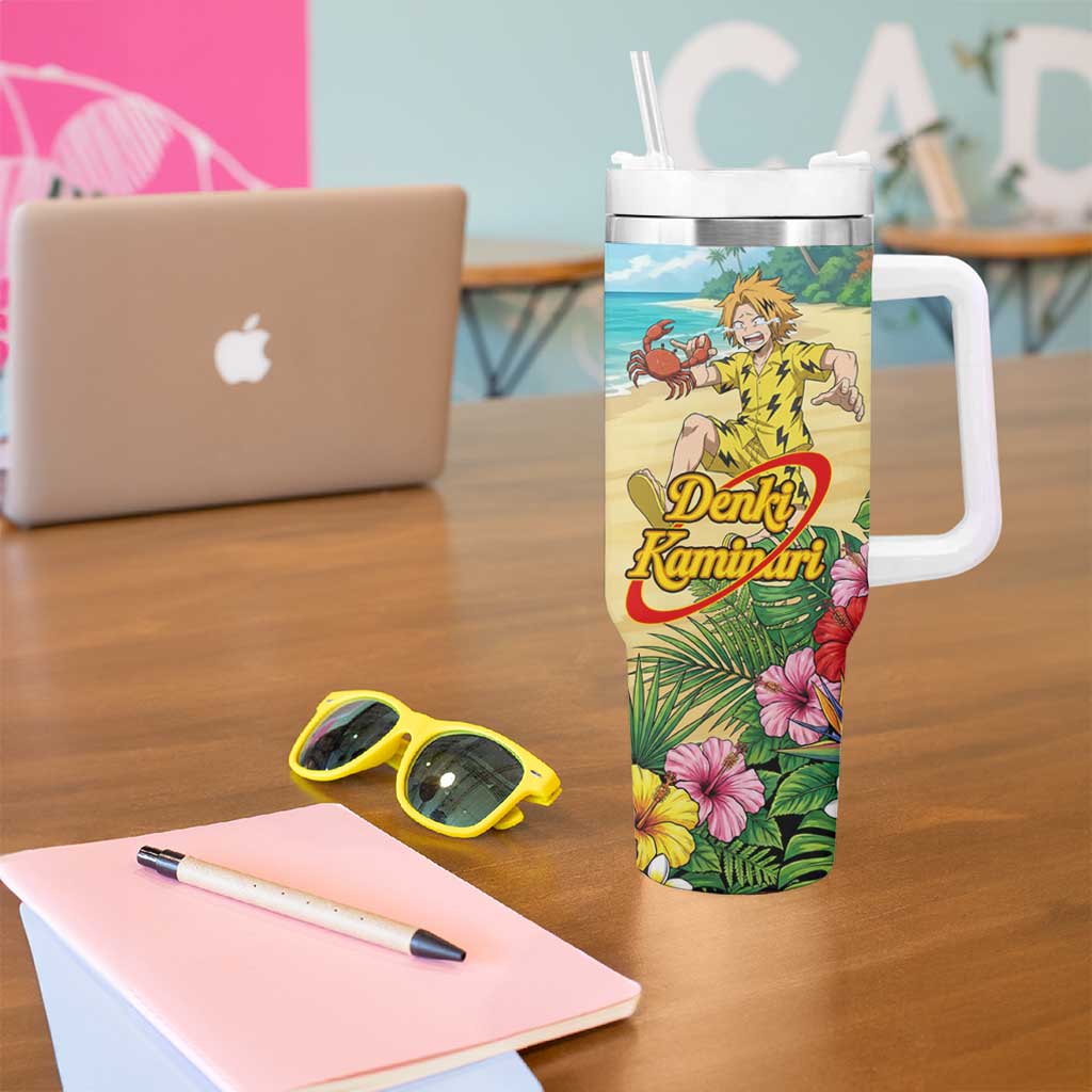 Denki Kaminari Summer Chill Tumbler With Handle Tropical Anime Comedy Scene