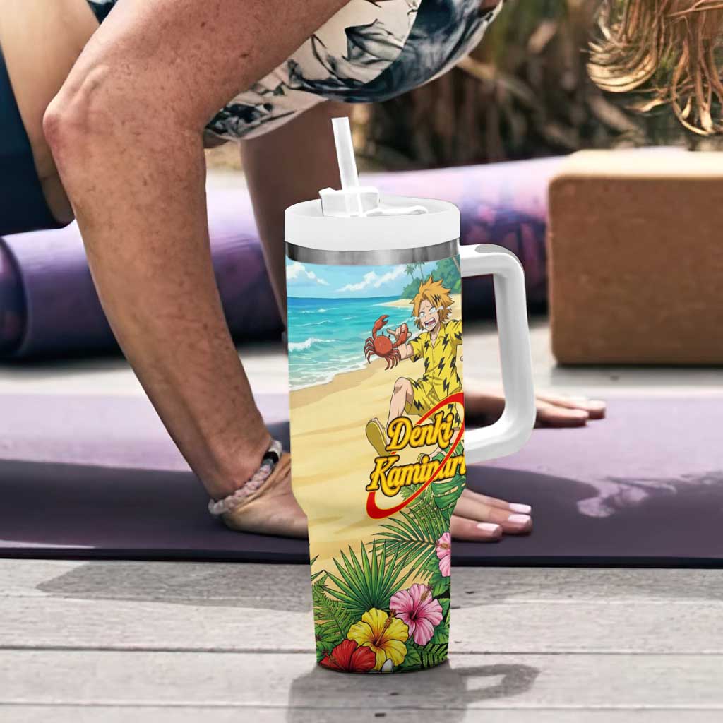 Denki Kaminari Summer Chill Tumbler With Handle Tropical Anime Comedy Scene
