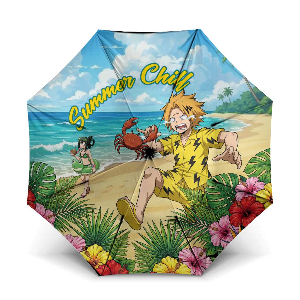 Denki Kaminari Summer Chill Umbrella Tropical Anime Comedy Scene