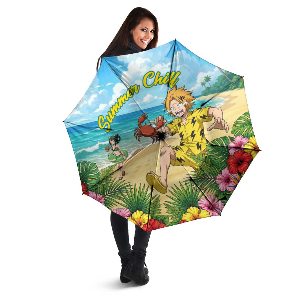 Denki Kaminari Summer Chill Umbrella Tropical Anime Comedy Scene