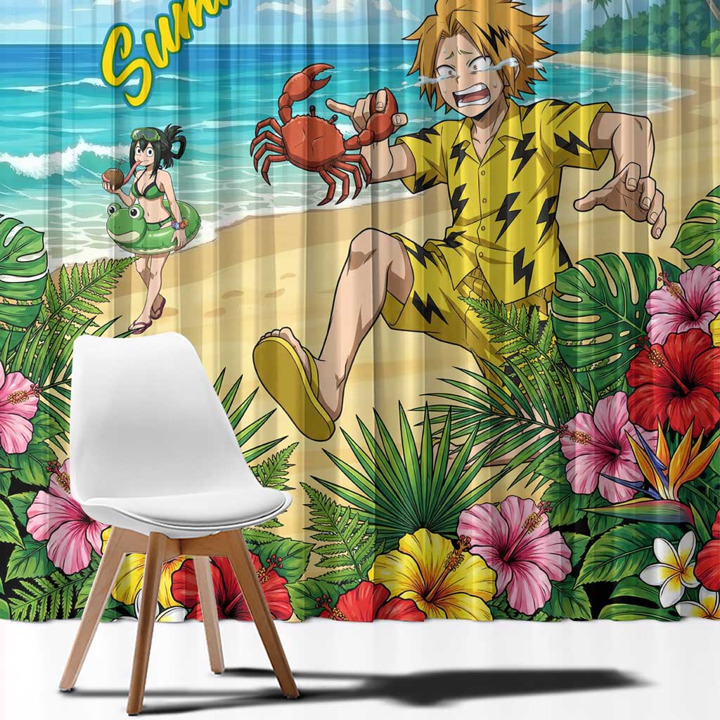 Denki Kaminari Summer Chill Window Curtain Tropical Anime Comedy Scene