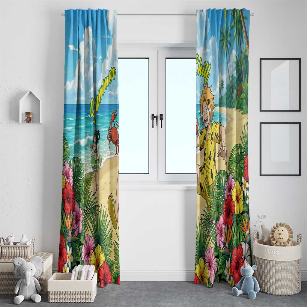 Denki Kaminari Summer Chill Window Curtain Tropical Anime Comedy Scene