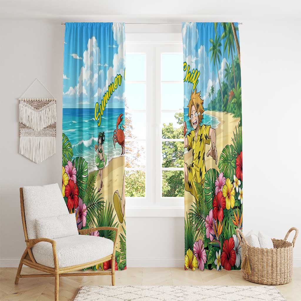 Denki Kaminari Summer Chill Window Curtain Tropical Anime Comedy Scene