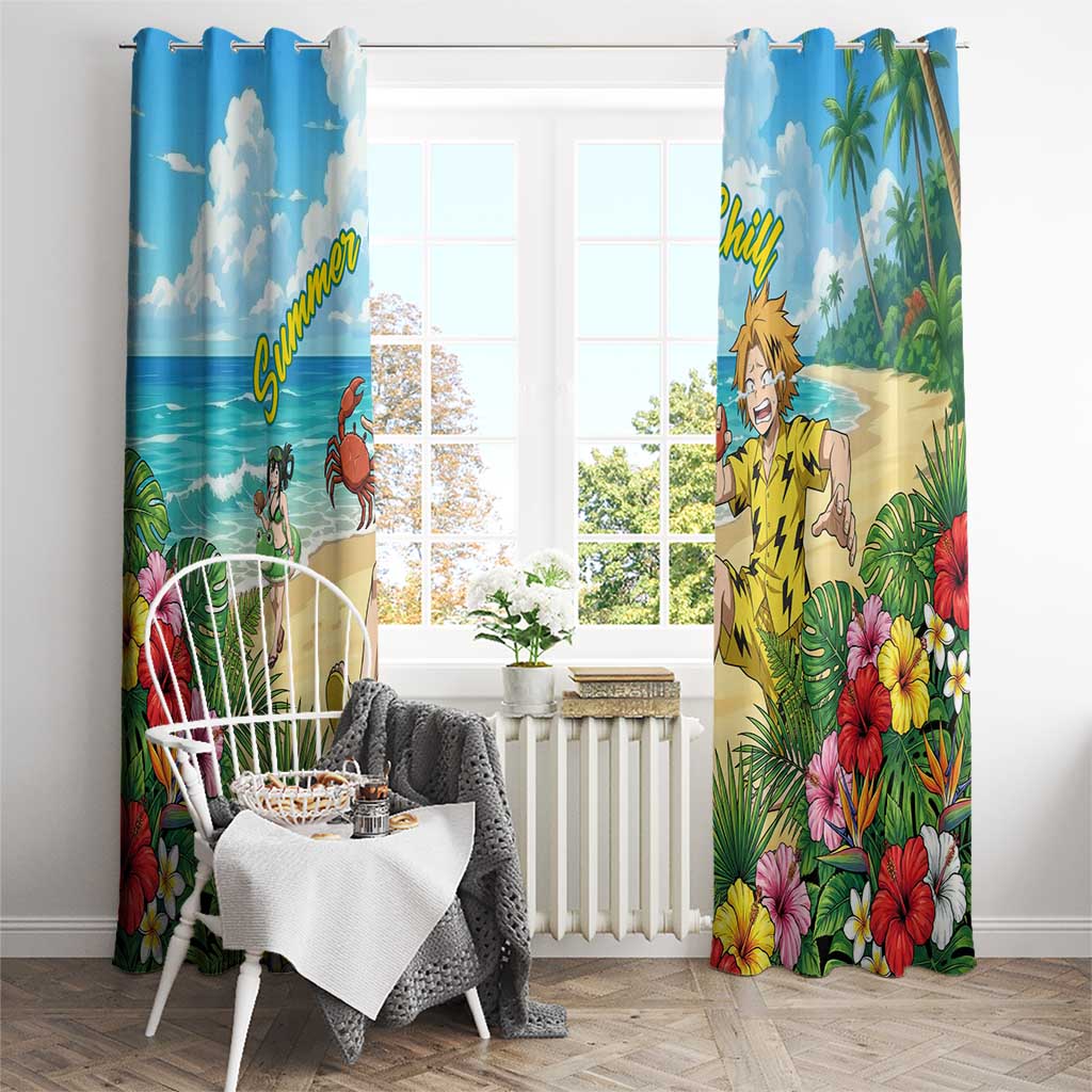 Denki Kaminari Summer Chill Window Curtain Tropical Anime Comedy Scene