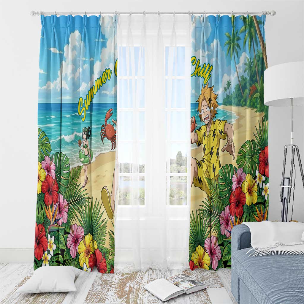 Denki Kaminari Summer Chill Window Curtain Tropical Anime Comedy Scene