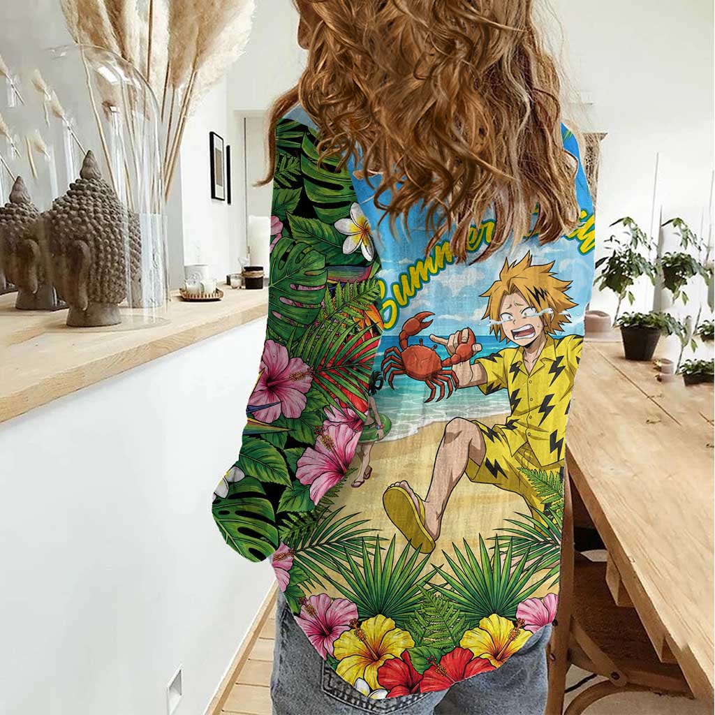 Denki Kaminari Summer Chill Women Casual Shirt Tropical Anime Comedy Scene