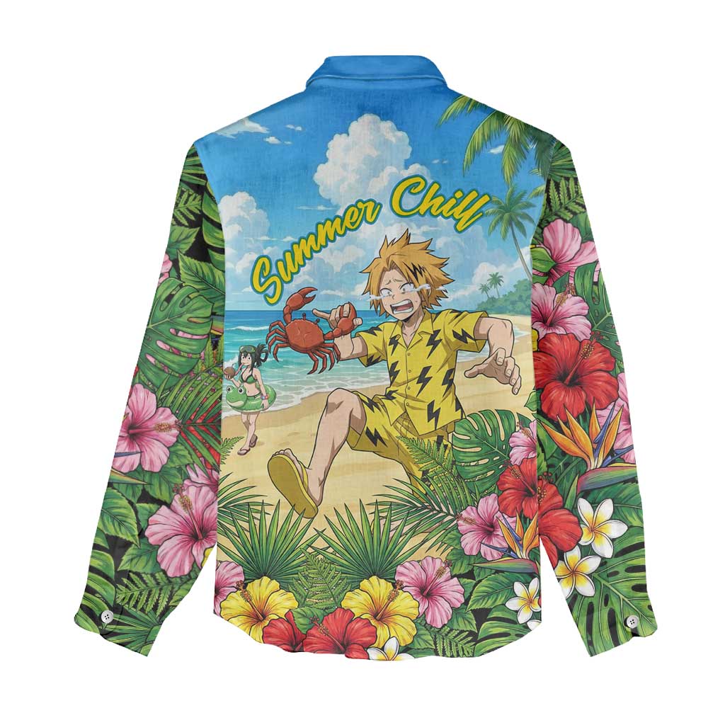 Denki Kaminari Summer Chill Women Casual Shirt Tropical Anime Comedy Scene